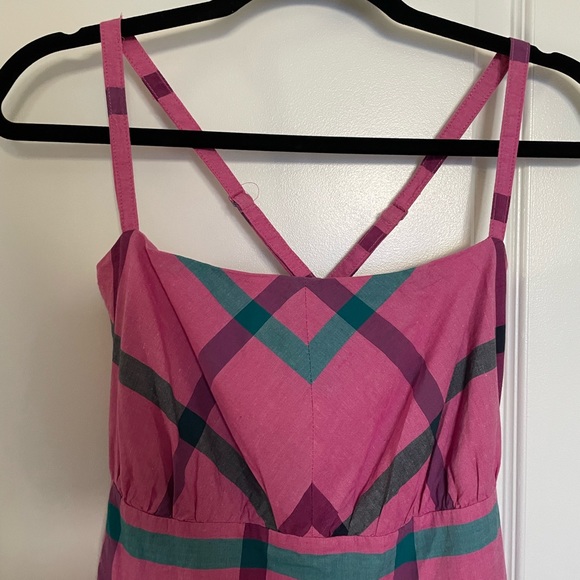 Tulle Plaid Cross Strap Fit and Flare Dress - Picture 2 of 7